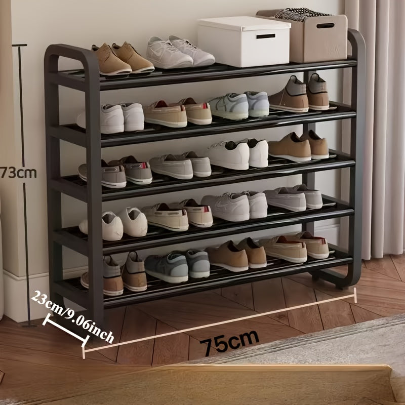 Space-Saving 5-Tier Shoe Rack, Durable, Narrow Design, Multi-Layer Craftsmanship, No Wood, Floor Mount, With Electricity-Free Use For Entryway And Dorm Storage, Living Room Compatible, Shoe Racks, Shoe Storage Organizer, Shelf.