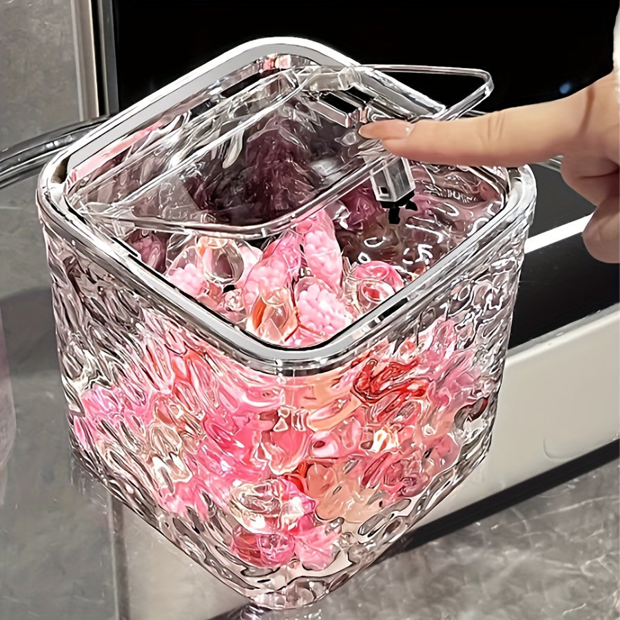 1Pc Laundry Pods Container with Pop-Up Lid, Desktop Clutter Storage Box, Laundry Pod Holder Holds 120+ Laundry Pods, Easy to See Dishwasher Pod Laundry Containers for Laundry Room Organization Storage Decor Baskets, Bins & Containers
