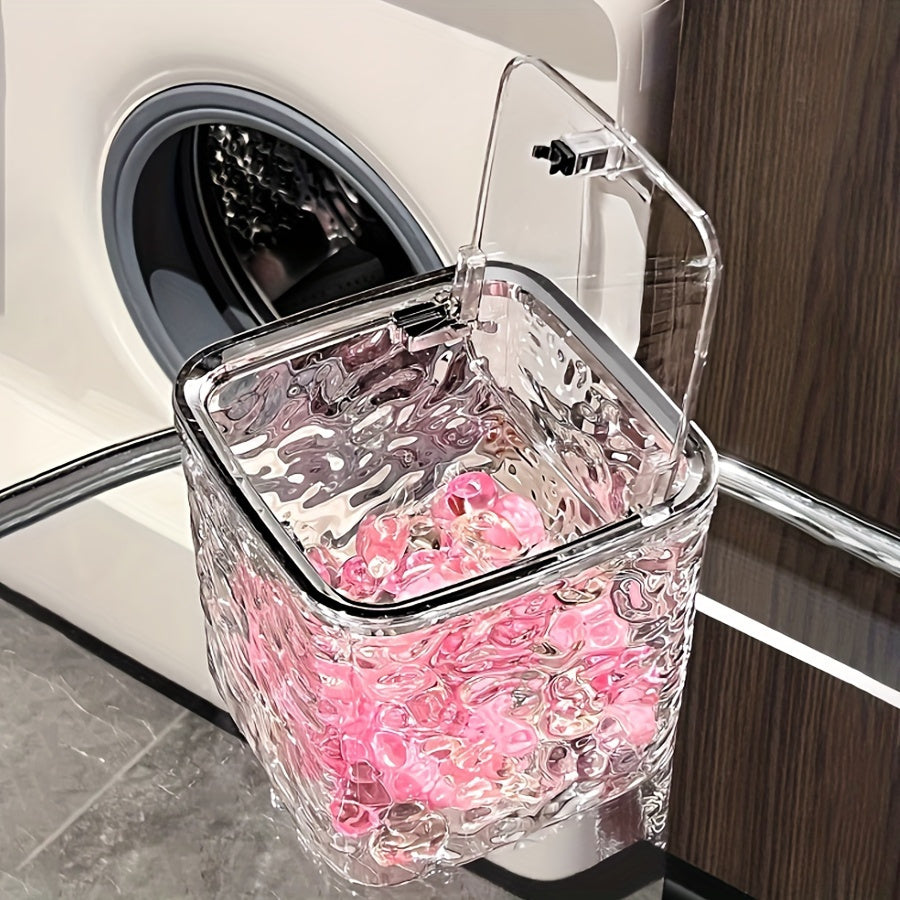 1Pc Laundry Pods Container with Pop-Up Lid, Desktop Clutter Storage Box, Laundry Pod Holder Holds 120+ Laundry Pods, Easy to See Dishwasher Pod Laundry Containers for Laundry Room Organization Storage Decor Baskets, Bins & Containers