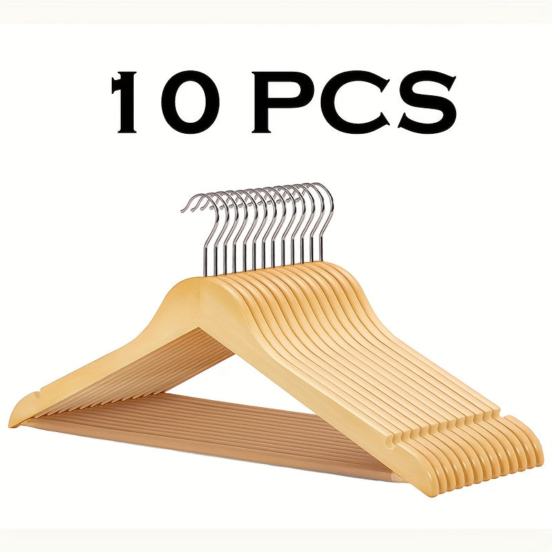 30\u002F20\u002F10pcs Heavy-Duty Solid Wood Clothes Hangers - Suitable for Heavy Coats, Jackets, Dresses - Space-Saving Sturdy Standalone Hangers Suitable for Home, Office, Hotel; Durable Wood Hangers for Wardrobe, Wood for Fashion Enthusiasts
