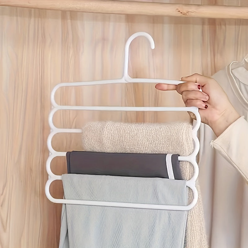 5pcs Heavy-Duty Plastic 5-Tier Pants & Scarf Hanger Rack with Anti-Slip Shelves - Multi-Layer Clothing Shelf for Retail Store Wardrobe Display, Space-Saving Garment Rack (Compatible with & Commercial Use)