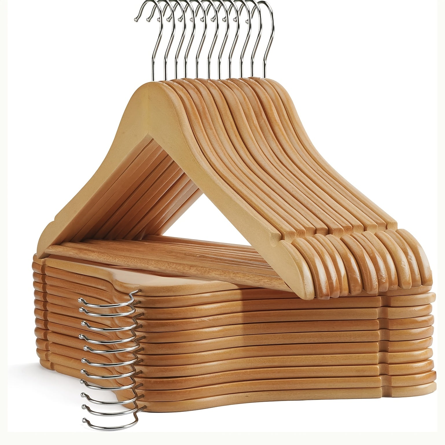 30\u002F20\u002F10pcs Heavy-Duty Solid Wood Clothes Hangers - Suitable for Heavy Coats, Jackets, Dresses - Space-Saving Sturdy Standalone Hangers Suitable for Home, Office, Hotel; Durable Wood Hangers for Wardrobe, Wood for Fashion Enthusiasts