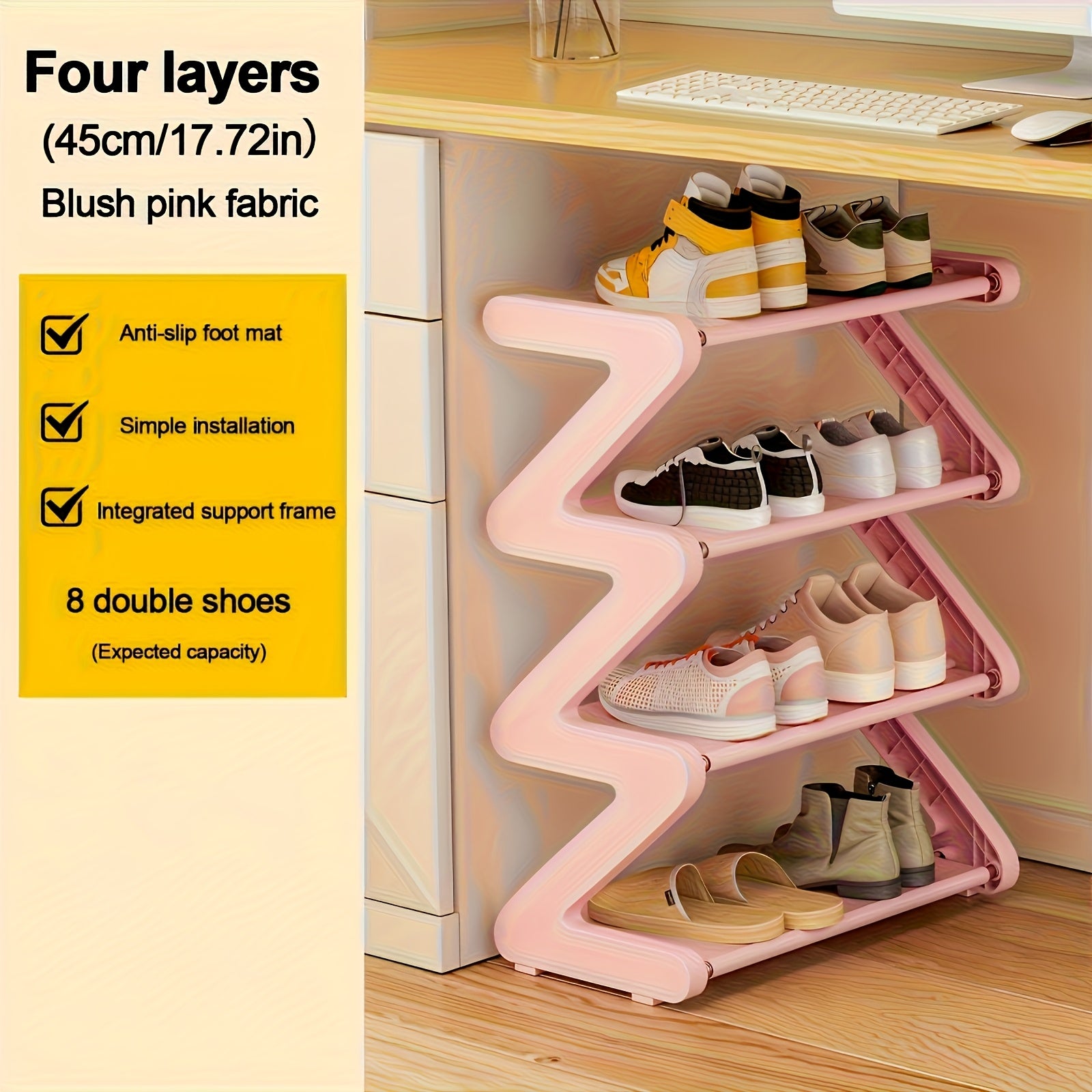 1pc Multi-Layer Simple Shoe Rack, Household Doorway Multi-Layer Storage Shoe Cabinet, Student Dormitory Under Table Miscellaneous Shoe Storage Shelf for Entryway, Doorway, Bedroom, Hallway Simple Household Shoe Storage Organizer