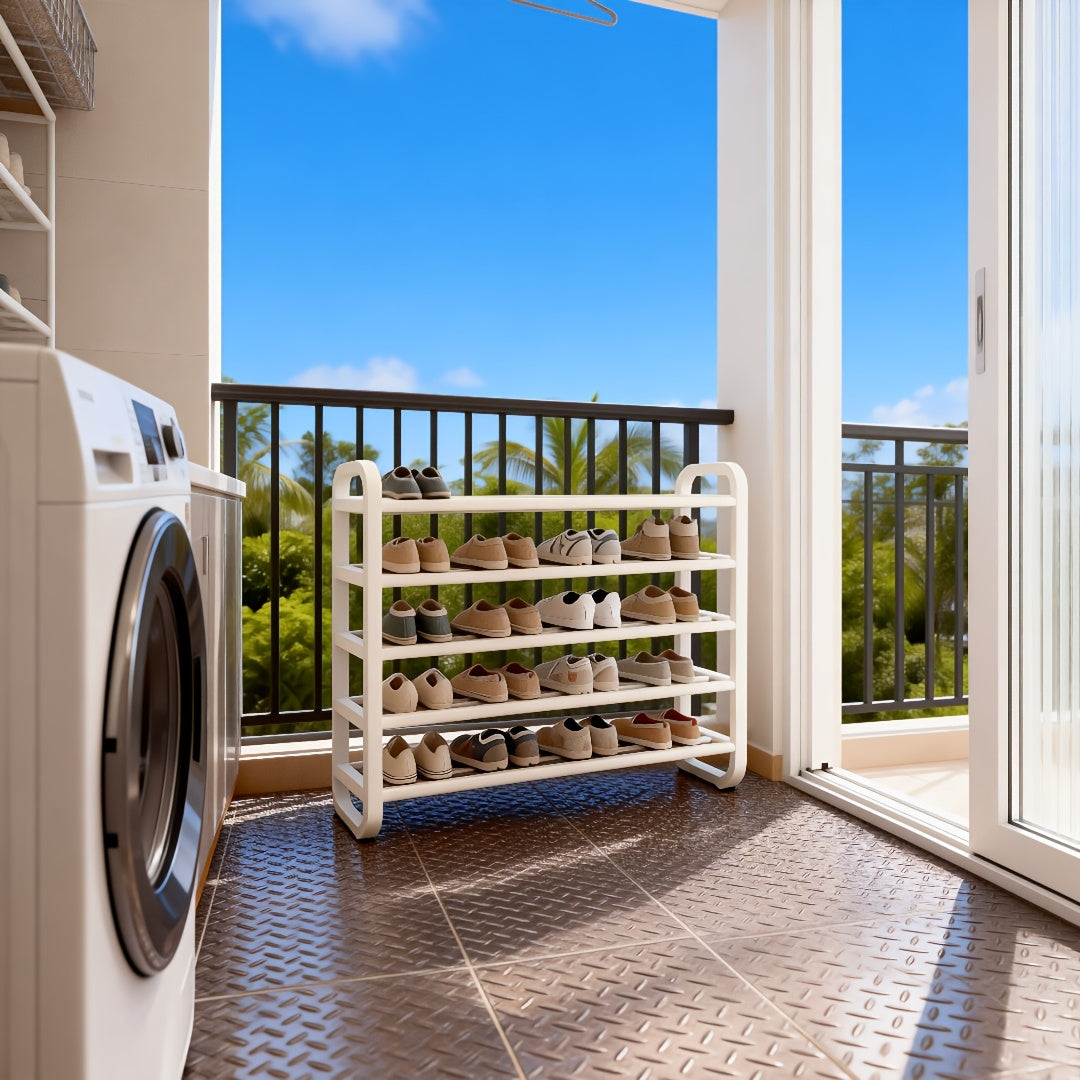 Space-Saving 5-Tier Shoe Rack, Durable, Narrow Design, Multi-Layer Craftsmanship, No Wood, Floor Mount, With Electricity-Free Use For Entryway And Dorm Storage, Living Room Compatible, Shoe Racks, Shoe Storage Organizer, Shelf.