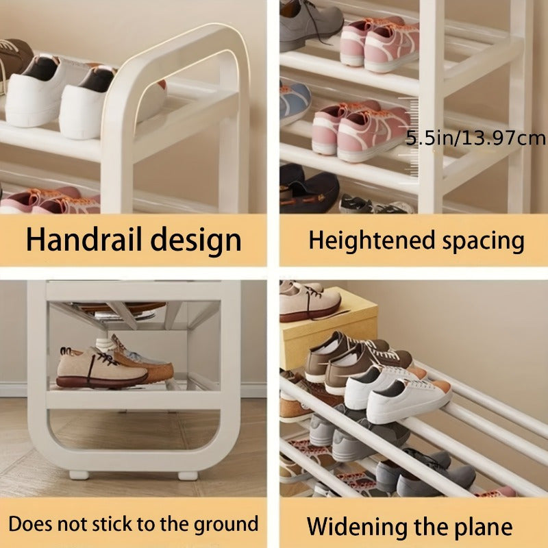 Space-Saving 5-Tier Shoe Rack, Durable, Narrow Design, Multi-Layer Craftsmanship, No Wood, Floor Mount, With Electricity-Free Use For Entryway And Dorm Storage, Living Room Compatible, Shoe Racks, Shoe Storage Organizer, Shelf.