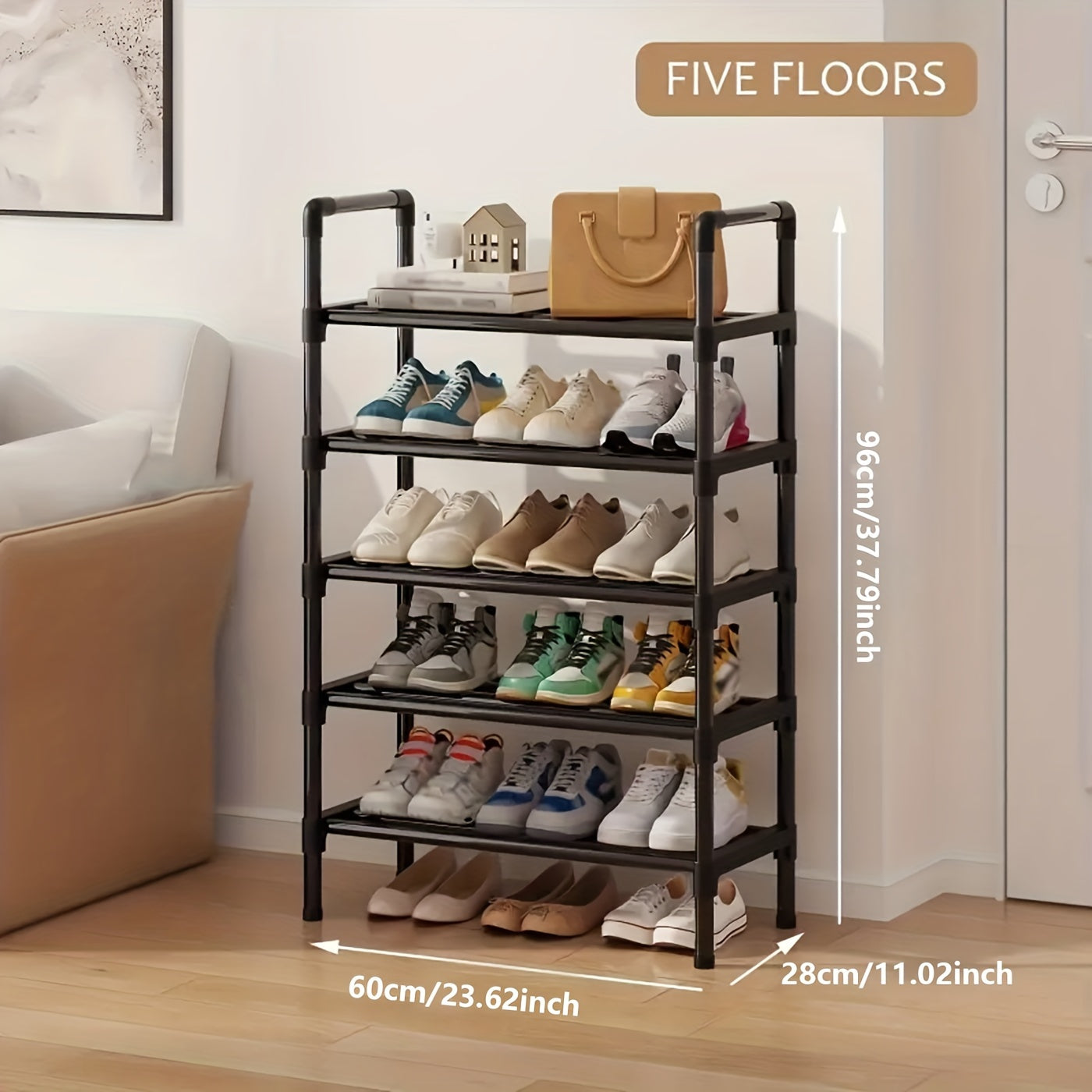 1pc Heavy-Duty Metal Shoe Rack with Multi-Tier -Standing Shelf, Space-Saving Shoe Storage Suitable for Doorway, Bedroom, Corridor - Sturdy Shoe Shelf with Frame & Layered Shelves for Small Apartments, Modern Shoe Cabinet
