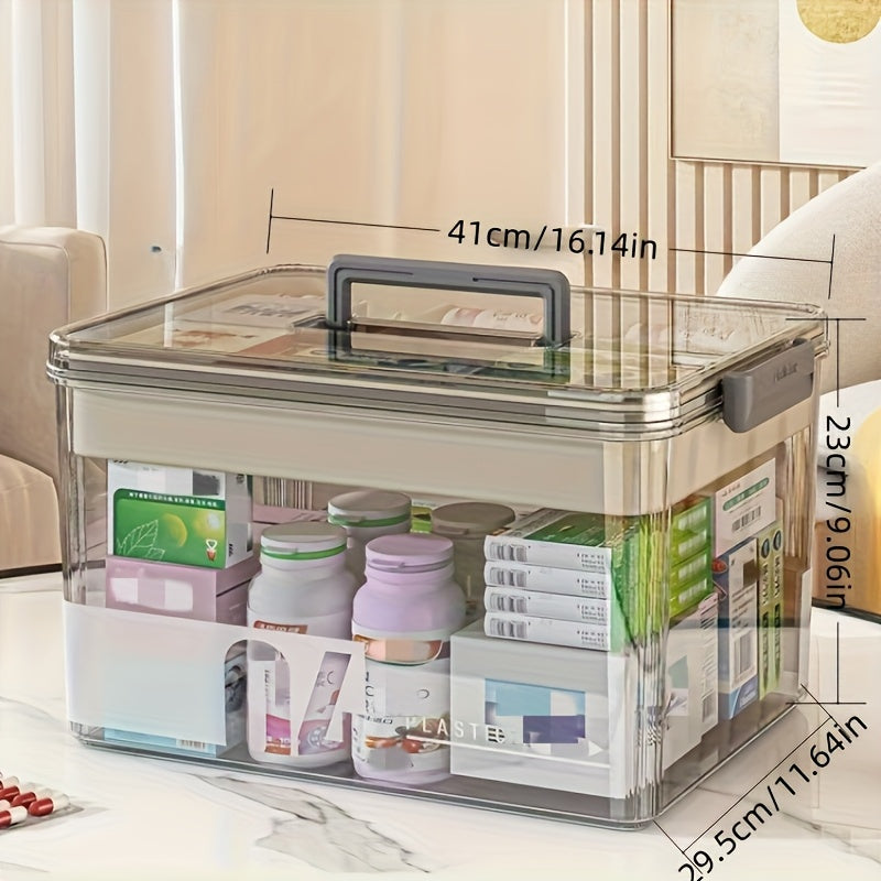 1pc Medicine Storage Box With A Handle, Multi-layer Design, Large-capacity Plastic Medical Box, Portable Medical Organizer. Suitable For Bedroom, Bathroom, Office, Or Desk Storage. Available In Multiple Models.