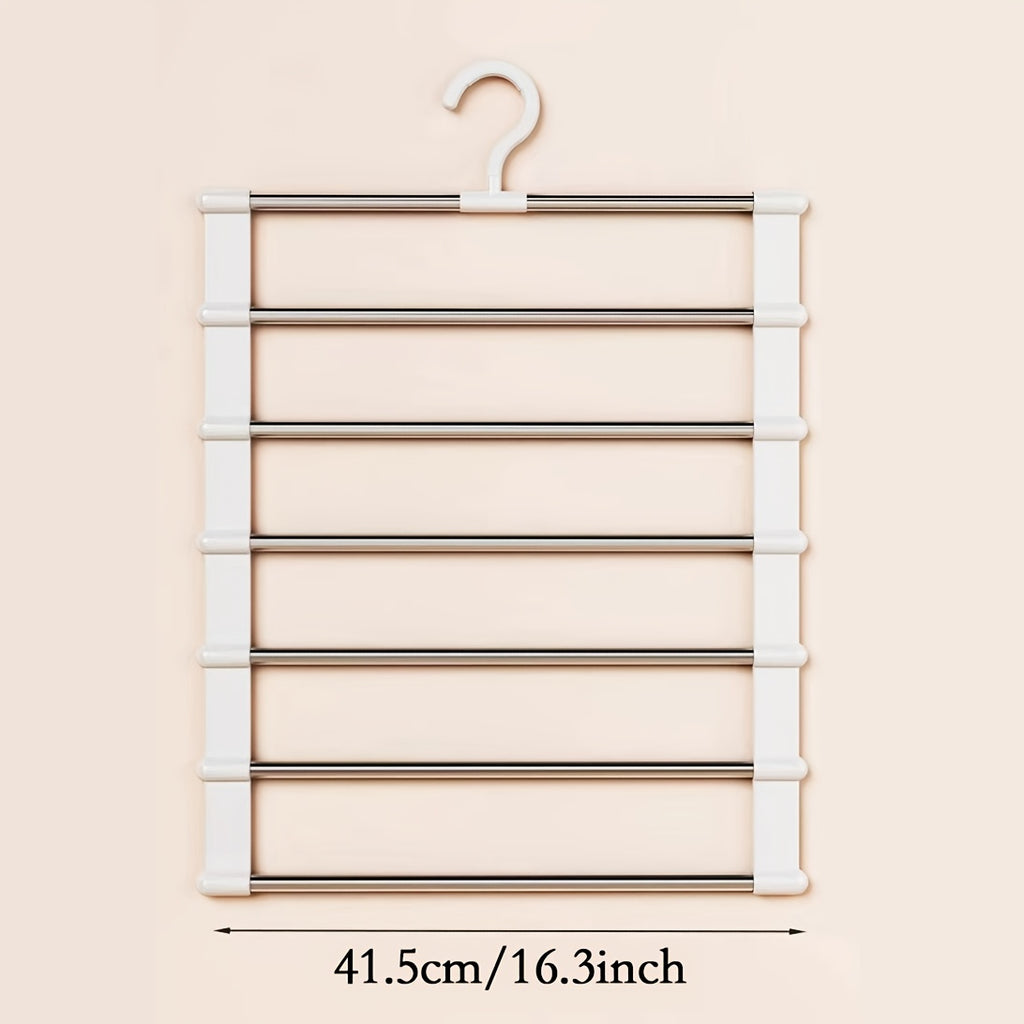 Set of 3 Collapsible Multi-Tier Trouser Hangers, Designed to Save Space, Made of Stainless Steel with a Non-Slip Feature, Ideal for Organizing Wardrobes at for home Or for Retail Displays, Perfect for Jeans, Pants, Shirts, Towels