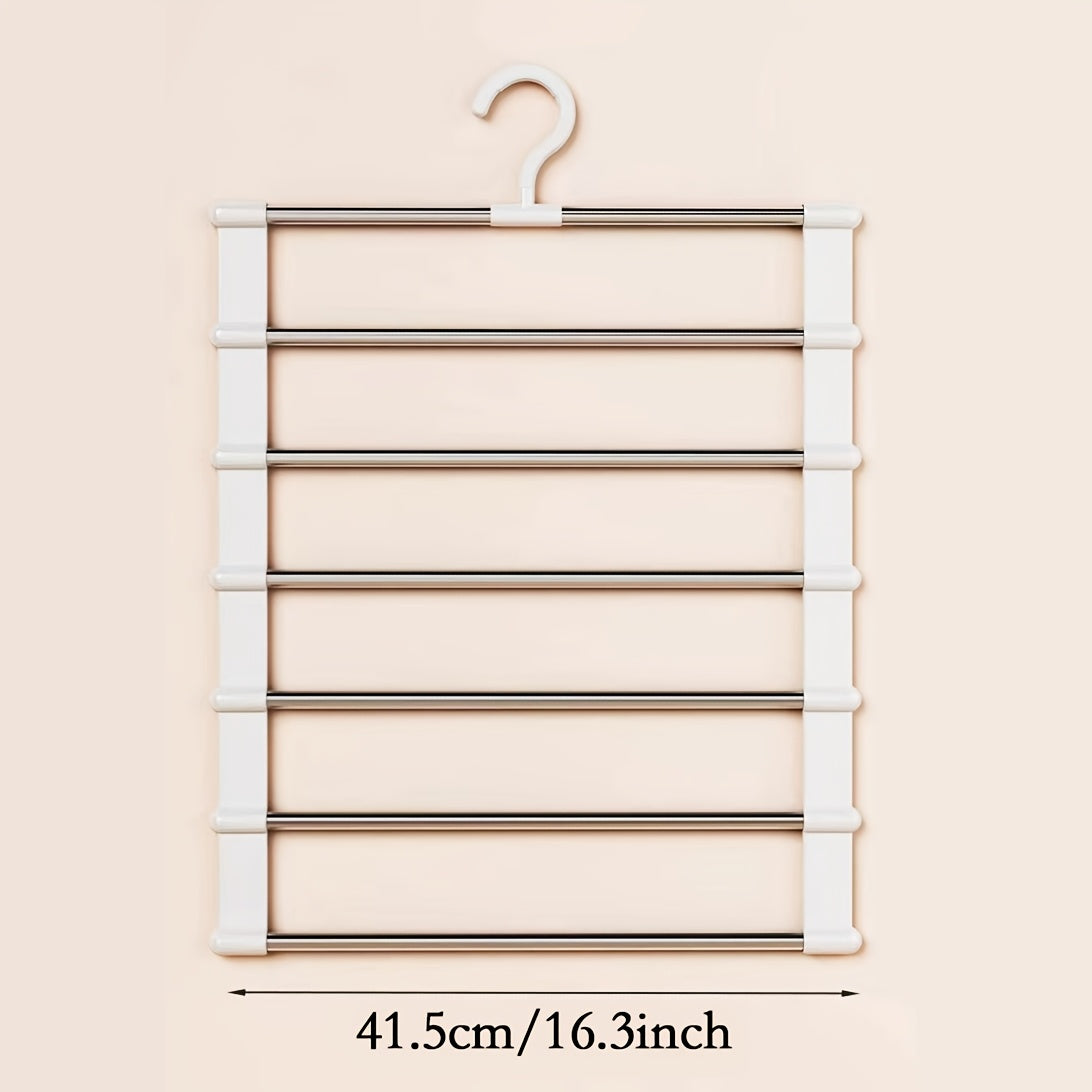 Set of 3 Collapsible Multi-Tier Trouser Hangers, Designed to Save Space, Made of Stainless Steel with a Non-Slip Feature, Ideal for Organizing Wardrobes at for home Or for Retail Displays, Perfect for Jeans, Pants, Shirts, Towels