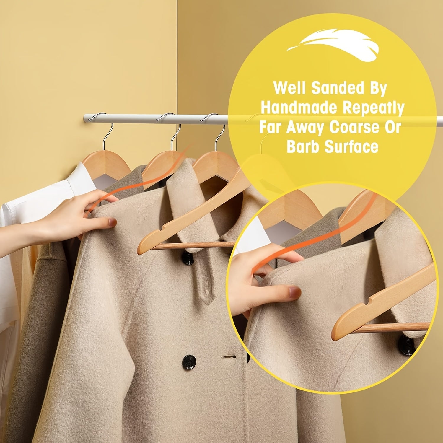 30\u002F20\u002F10pcs Heavy-Duty Solid Wood Clothes Hangers - Suitable for Heavy Coats, Jackets, Dresses - Space-Saving Sturdy Standalone Hangers Suitable for Home, Office, Hotel; Durable Wood Hangers for Wardrobe, Wood for Fashion Enthusiasts