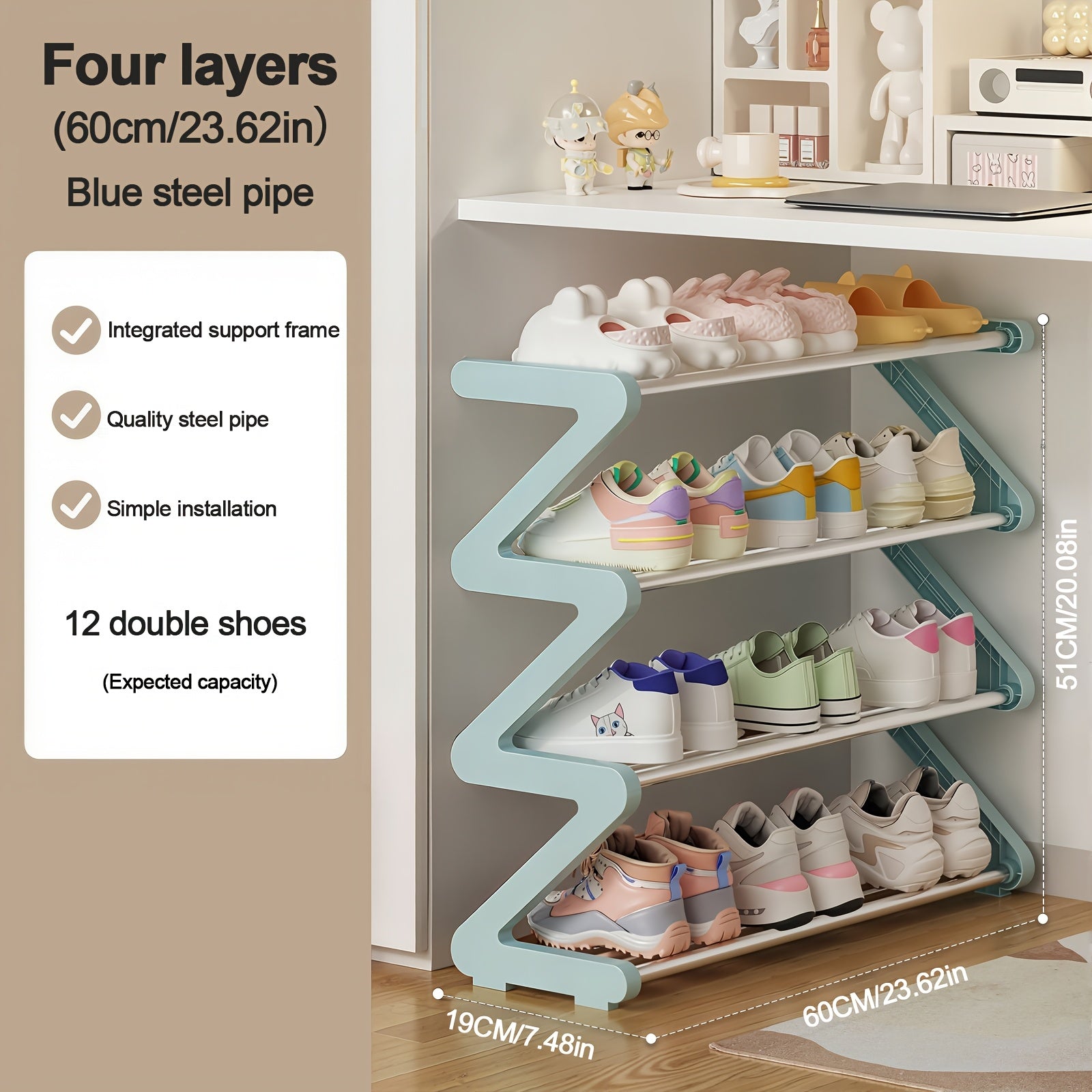 1pc Multi-Layer Simple Shoe Rack, Household Doorway Multi-Layer Storage Shoe Cabinet, Student Dormitory Under Table Miscellaneous Shoe Storage Shelf for Entryway, Doorway, Bedroom, Hallway Simple Household Shoe Storage Organizer