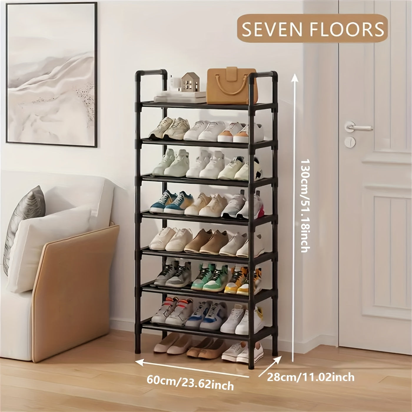 1pc Heavy-Duty Metal Shoe Rack with Multi-Tier -Standing Shelf, Space-Saving Shoe Storage Suitable for Doorway, Bedroom, Corridor - Sturdy Shoe Shelf with Frame & Layered Shelves for Small Apartments, Modern Shoe Cabinet