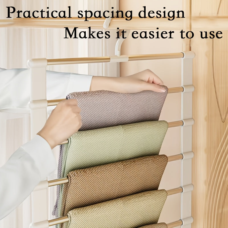 Set of 3 Collapsible Multi-Tier Trouser Hangers, Designed to Save Space, Made of Stainless Steel with a Non-Slip Feature, Ideal for Organizing Wardrobes at for home Or for Retail Displays, Perfect for Jeans, Pants, Shirts, Towels