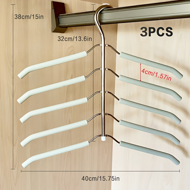 Set of 3 Clothing Hangers Designed to Save Space Without Leaving Marks in a Five-Tier Wardrobe, Featuring a Swivel Storage Option for Suits, Shirts, T-Shirts, And Jackets
