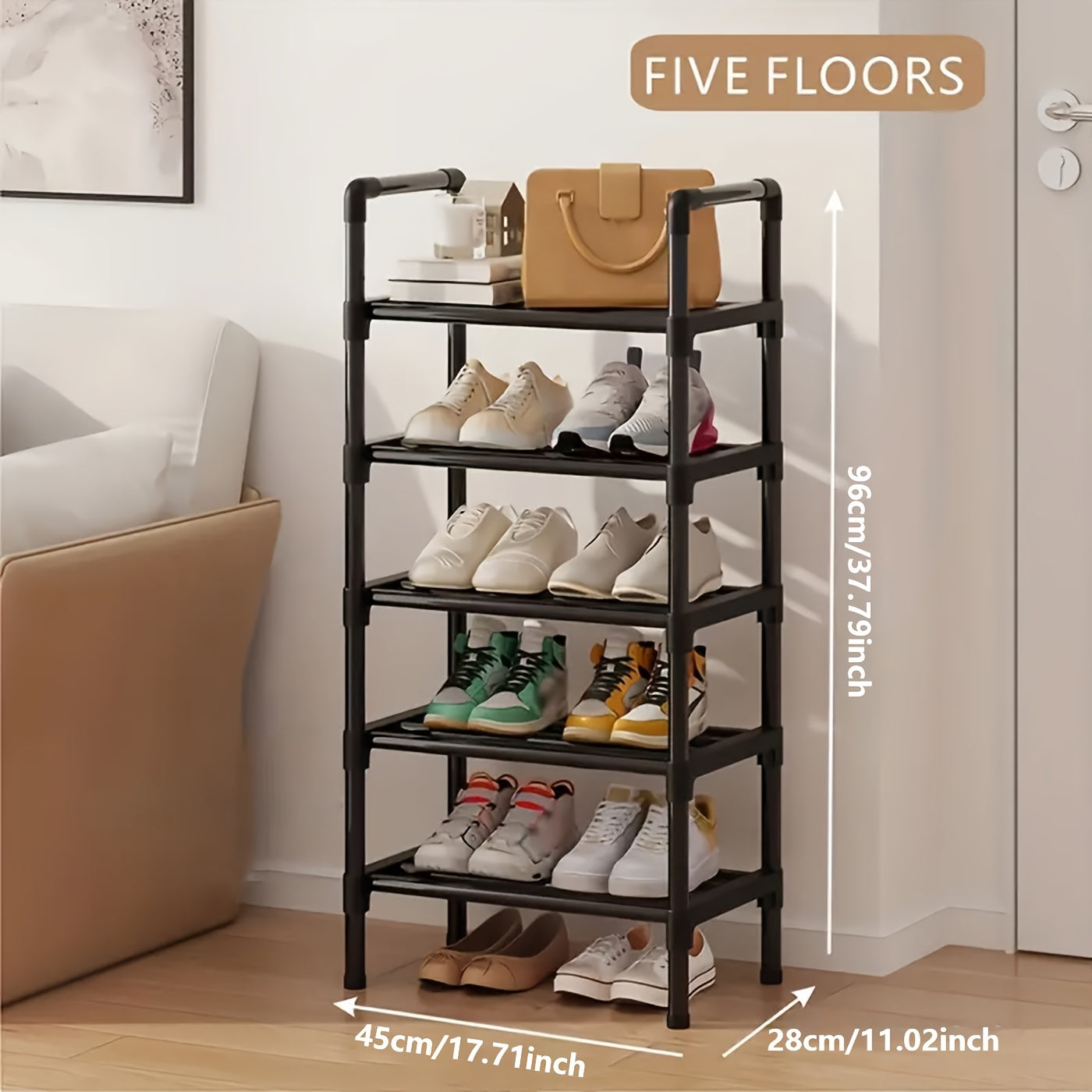 1pc Heavy-Duty Metal Shoe Rack with Multi-Tier -Standing Shelf, Space-Saving Shoe Storage Suitable for Doorway, Bedroom, Corridor - Sturdy Shoe Shelf with Frame & Layered Shelves for Small Apartments, Modern Shoe Cabinet