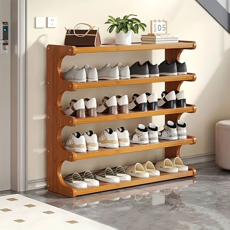 3\u002F5\u002F6-tier Shoe Rack, Practical Storage Shelf, Space-saving Design, Multi-layer Independent Storage Rack, Wood Grain Finish, Easy to Assemble, Self-standing Cube Shoe Storage Rack, Suitable for Dorm Rooms and Entryways, Easy to Assemble, Brown