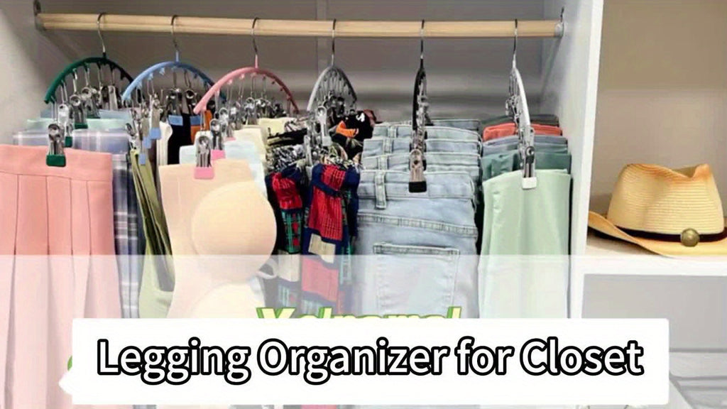 Space-Saving Hanger 6pcs\u002F4pcs\u002F2pcs\u002F1pc, Space-Saving Stainless Steel Hanger With 10 Clips- Easy Install, Clothes Hangers For Cars Wall-Mounted Organizer For Yoga Pants, Leggings& Socks