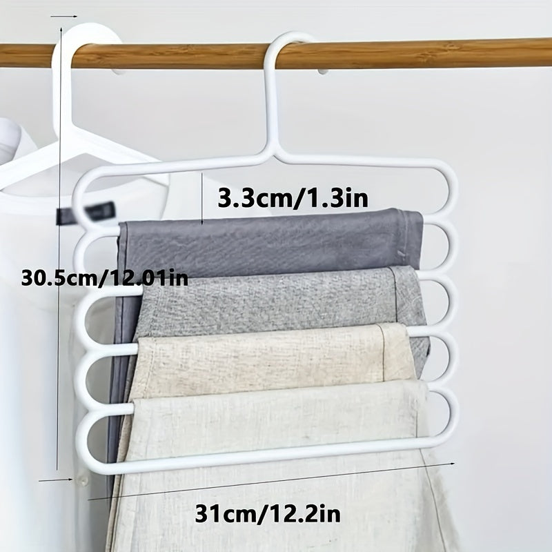 5pcs Heavy-Duty Plastic 5-Tier Pants & Scarf Hanger Rack with Anti-Slip Shelves - Multi-Layer Clothing Shelf for Retail Store Wardrobe Display, Space-Saving Garment Rack (Compatible with & Commercial Use)