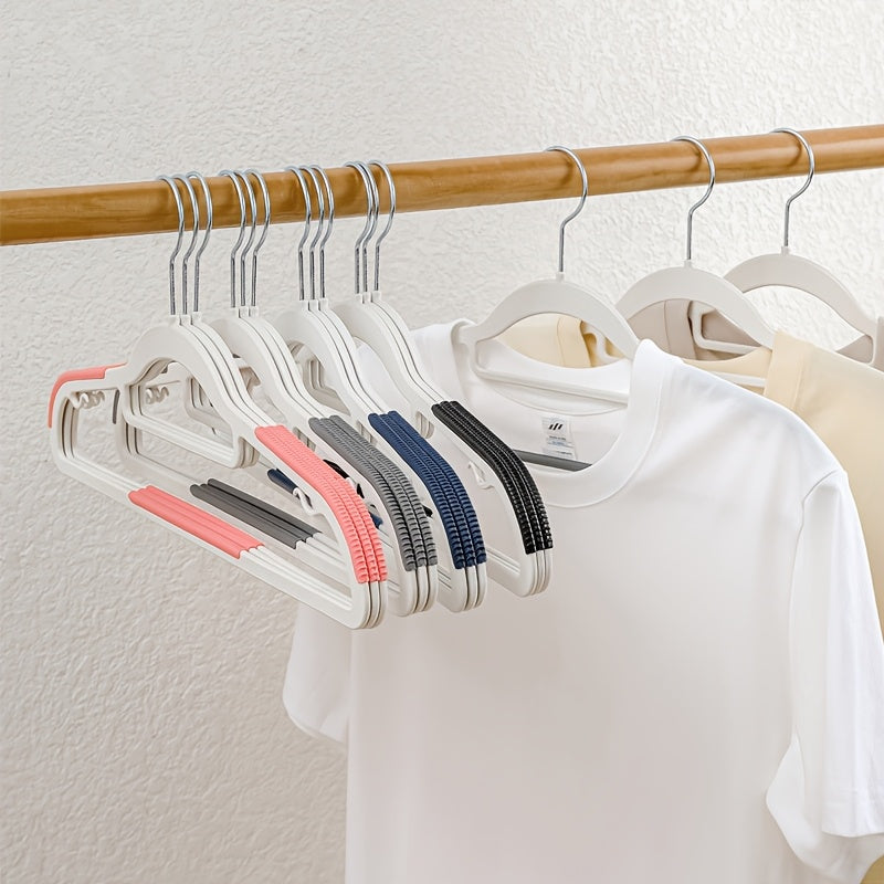 50pcs Anti-Slip Traceless Clothes Hangers, Clothes Pins - Sturdy, Durable, Curved Imitation Shoulder, Perfect For Home, For Dresses & Coats, Dorms, Rentals, Organizing Clothes, Wet Or Dry Use, Must-have For Home Gray White