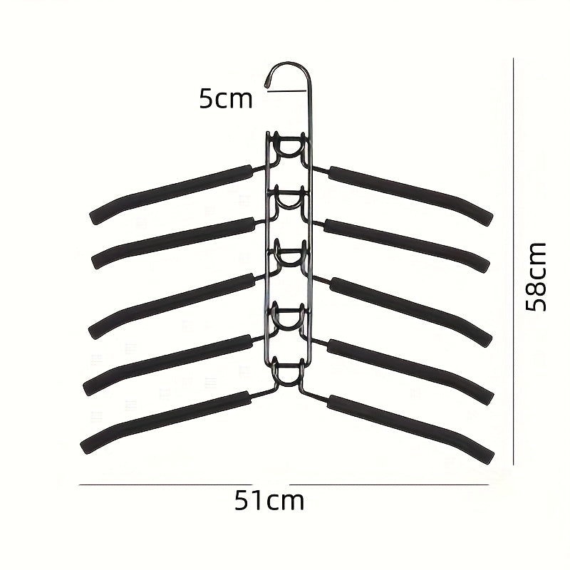 2pcs\u002F4pcs Space-saving Hangers, 5-layer Hangers To Save Space For Storing Clothes, Metal Hangers With Anti-slip Foam Pads, Suitable For Wardrobe Organization And Storage, Suitable For Coats, Shirts, Suits, T-shirts