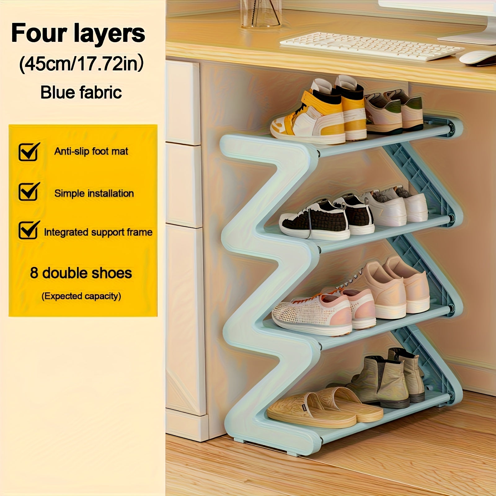 1pc Multi-Layer Simple Shoe Rack, Household Doorway Multi-Layer Storage Shoe Cabinet, Student Dormitory Under Table Miscellaneous Shoe Storage Shelf for Entryway, Doorway, Bedroom, Hallway Simple Household Shoe Storage Organizer