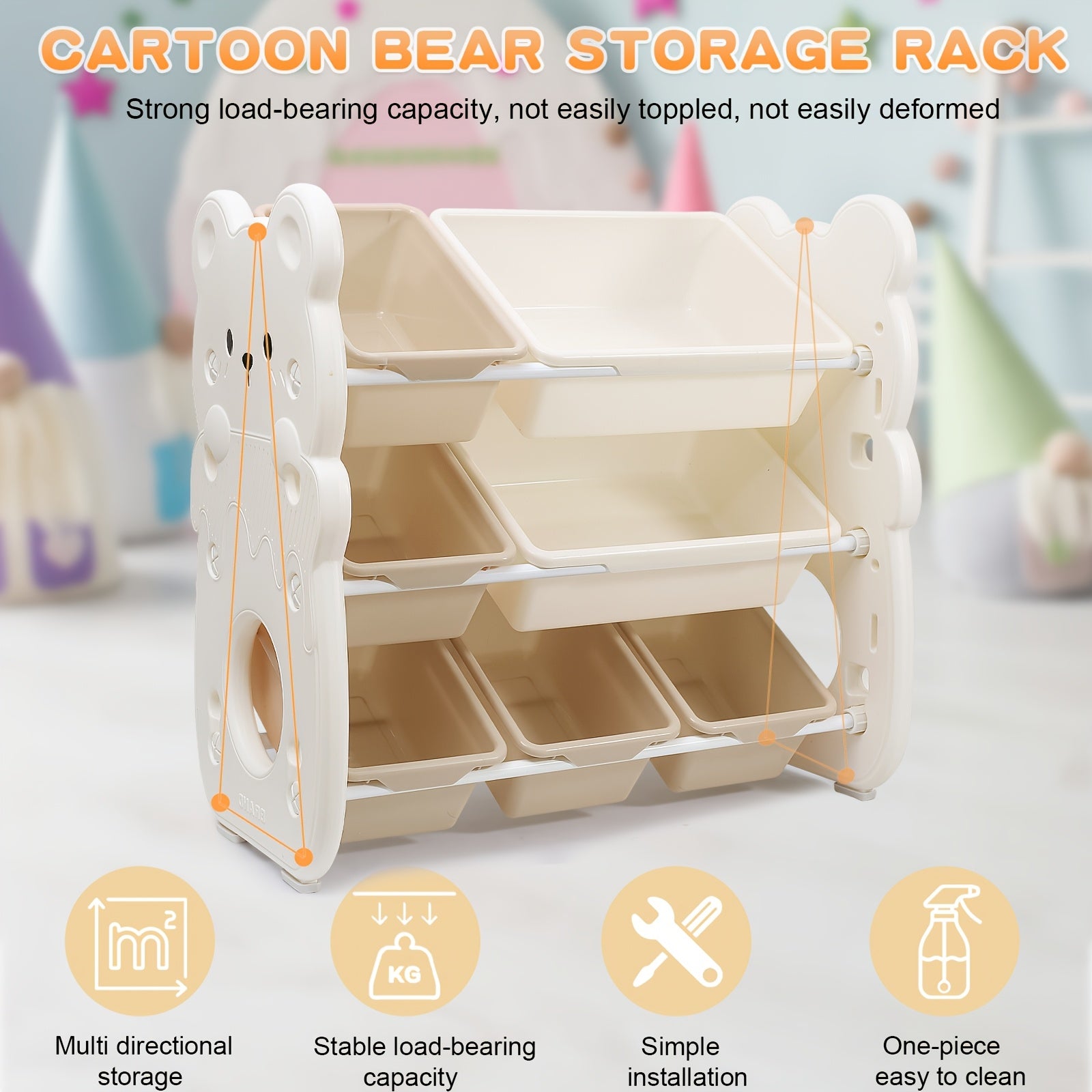 3-Tier Storage Modern Organizer Modern 3-Tier Storage Organizer with Multiple Bins - Stackable Plastic Cabinet for Toys, Books, Clothes - Perfect for Playroom & Bedroom; Kids Christmas Gifts, Stocking Stuffers