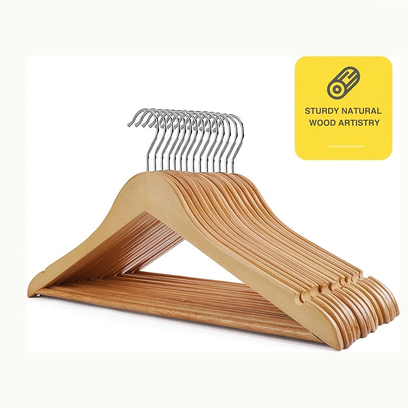 30\u002F20\u002F10pcs Heavy-Duty Solid Wood Clothes Hangers - Suitable for Heavy Coats, Jackets, Dresses - Space-Saving Sturdy Standalone Hangers Suitable for Home, Office, Hotel; Durable Wood Hangers for Wardrobe, Wood for Fashion Enthusiasts