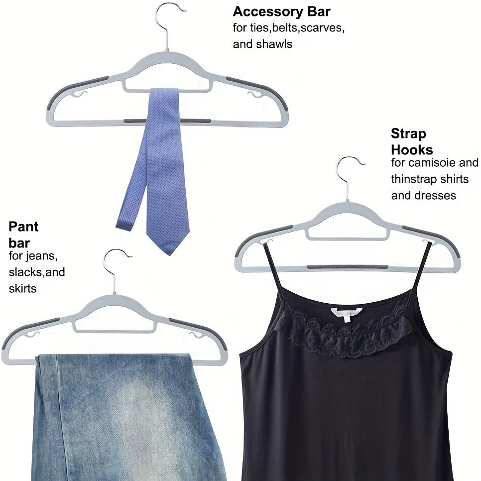 30pcs\u002F20pcs\u002F10pcs Non-slip And Mark-free Plastic Hangers, Home Wardrobe Storage And Clothes Hanging Hangers, Anti-slip And Anti-deformation Hangers, A Great Helper for Clothes Storage, Dual-purpose for Wardrobe Storage And Clothes Drying.