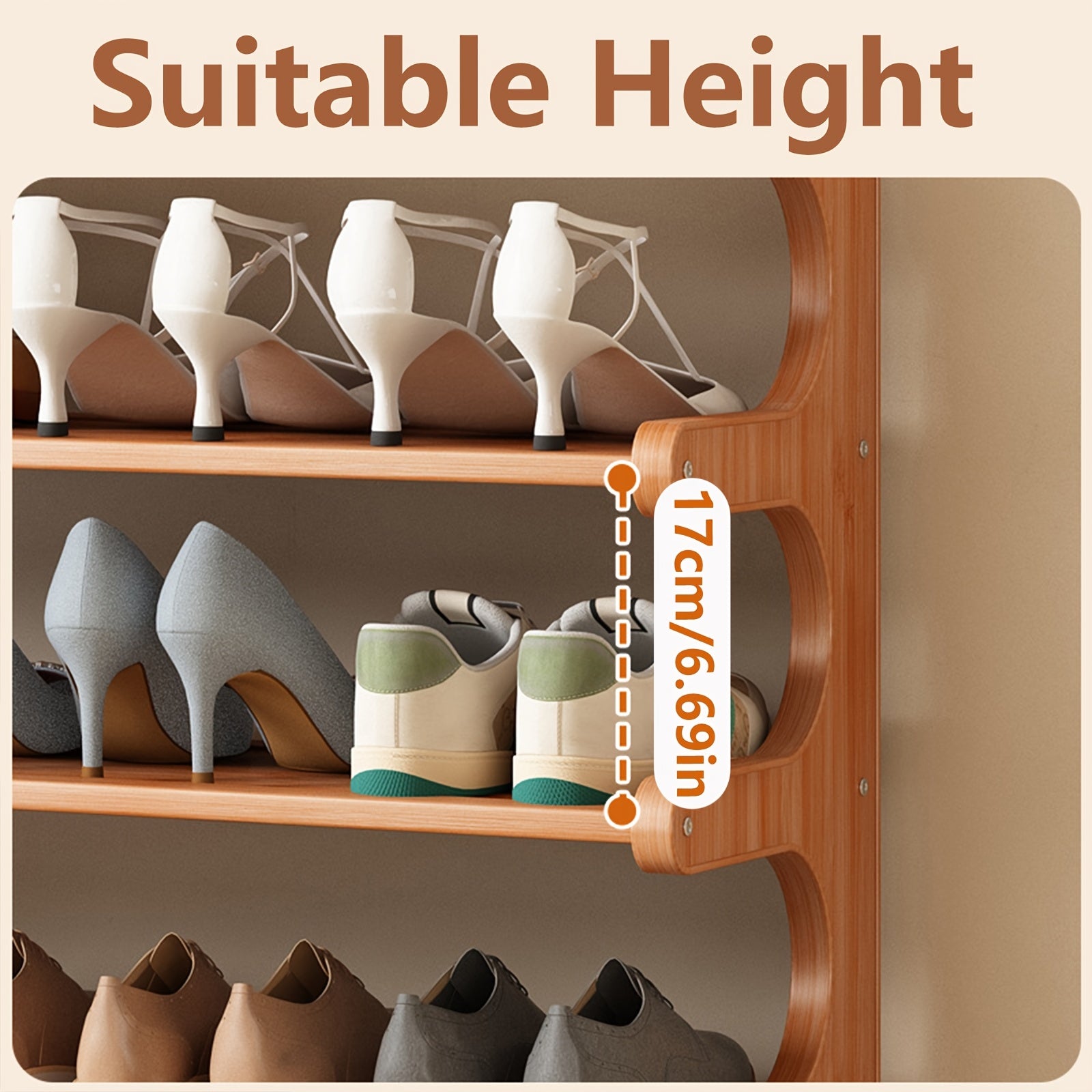 3\u002F5\u002F6 Tiers Shoe Rack, Bamboo Shoe Rack, Shoe Storage Organizers, Easy to Assemble, Space Saving, Shoe Rack for Front Door Entrance, Entryway, Living Room, Bedroom, Garage - Sturdy Bamboo Rack