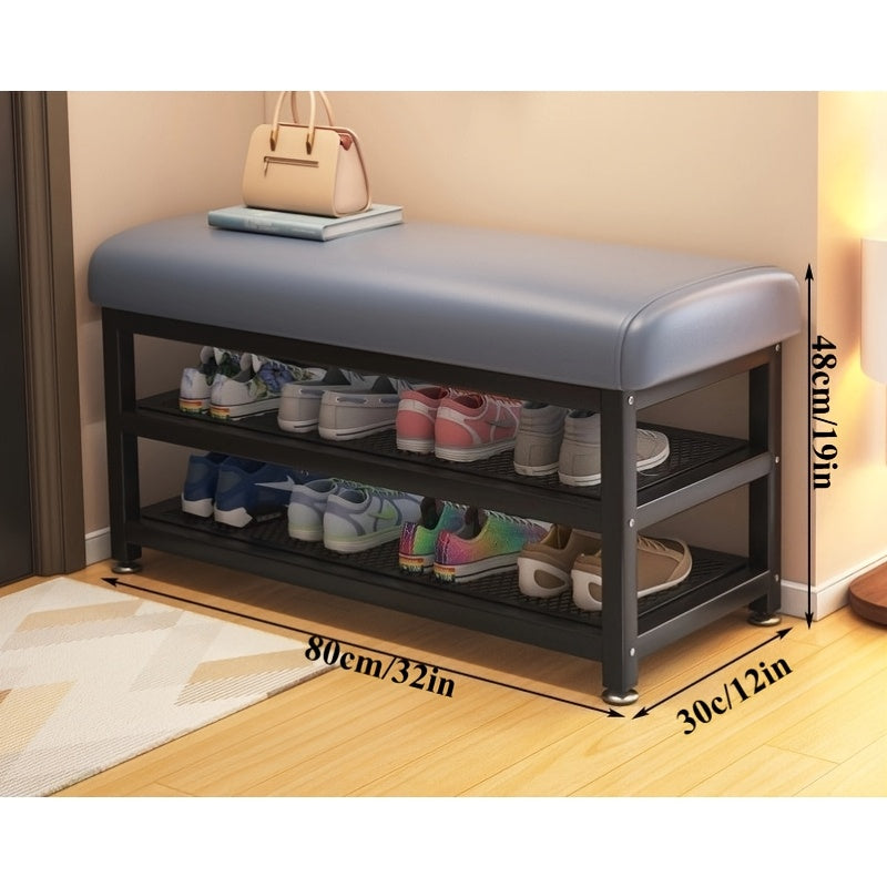 Contemporary Shoe Bench for The Entryway Featuring a Comfortable Cushion, Multiple Storage Compartments, a Space-Efficient Shoe Rack, Easy Assembly, And a Sturdy Metal Frame, Perfect for Bedrooms Or Hallways