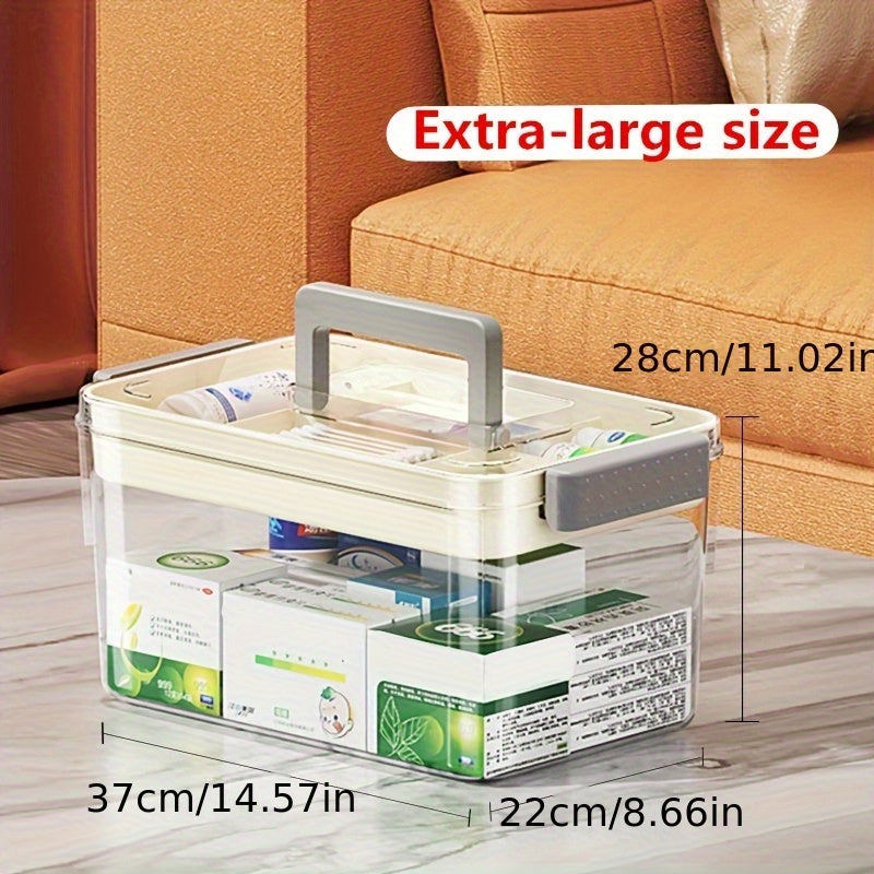 1pc Multi-layer Drug Storage Box With Handle, Large Capacity Plastic Medicine Box, Portable Miscellaneous Storage Box, Can Be Used In Bedroom, Bathroom, Office, Desk Storage Box And Other Places, Storage Boxes for Organizing