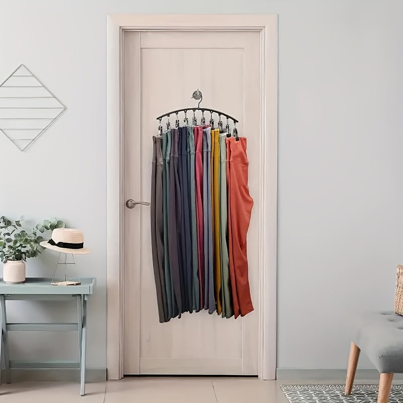 Space-Saving Hanger 6pcs\u002F4pcs\u002F2pcs\u002F1pc, Space-Saving Stainless Steel Hanger With 10 Clips- Easy Install, Clothes Hangers For Cars Wall-Mounted Organizer For Yoga Pants, Leggings& Socks