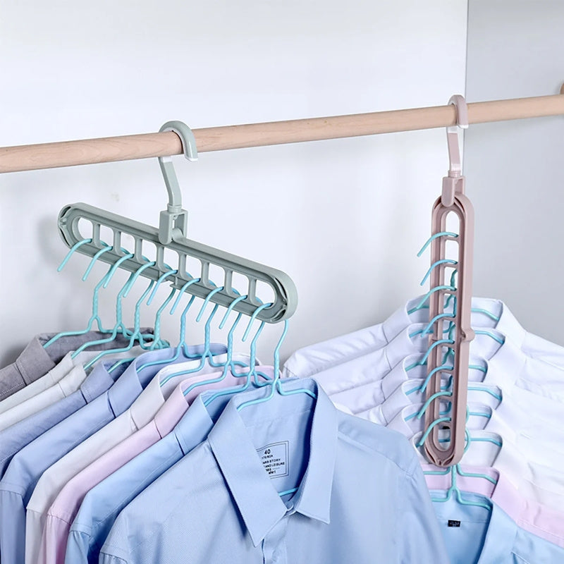 Set of 5 Sturdy Foldable Plastic Hangers Featuring 9 Holes - Designed to Prevent Slipping, These Porous Hangers Are Ideal for Organizing Clothes in Closets, Wardrobes, And Dorm Rooms While Saving Space