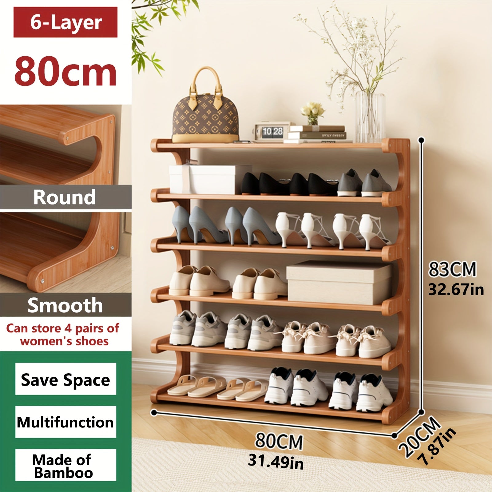 3\u002F5\u002F6-tier Shoe Rack, Practical Storage Shelf, Space-saving Design, Multi-layer Independent Storage Rack, Wood Grain Finish, Easy to Assemble, Self-standing Cube Shoe Storage Rack, Suitable for Dorm Rooms and Entryways, Easy to Assemble, Brown