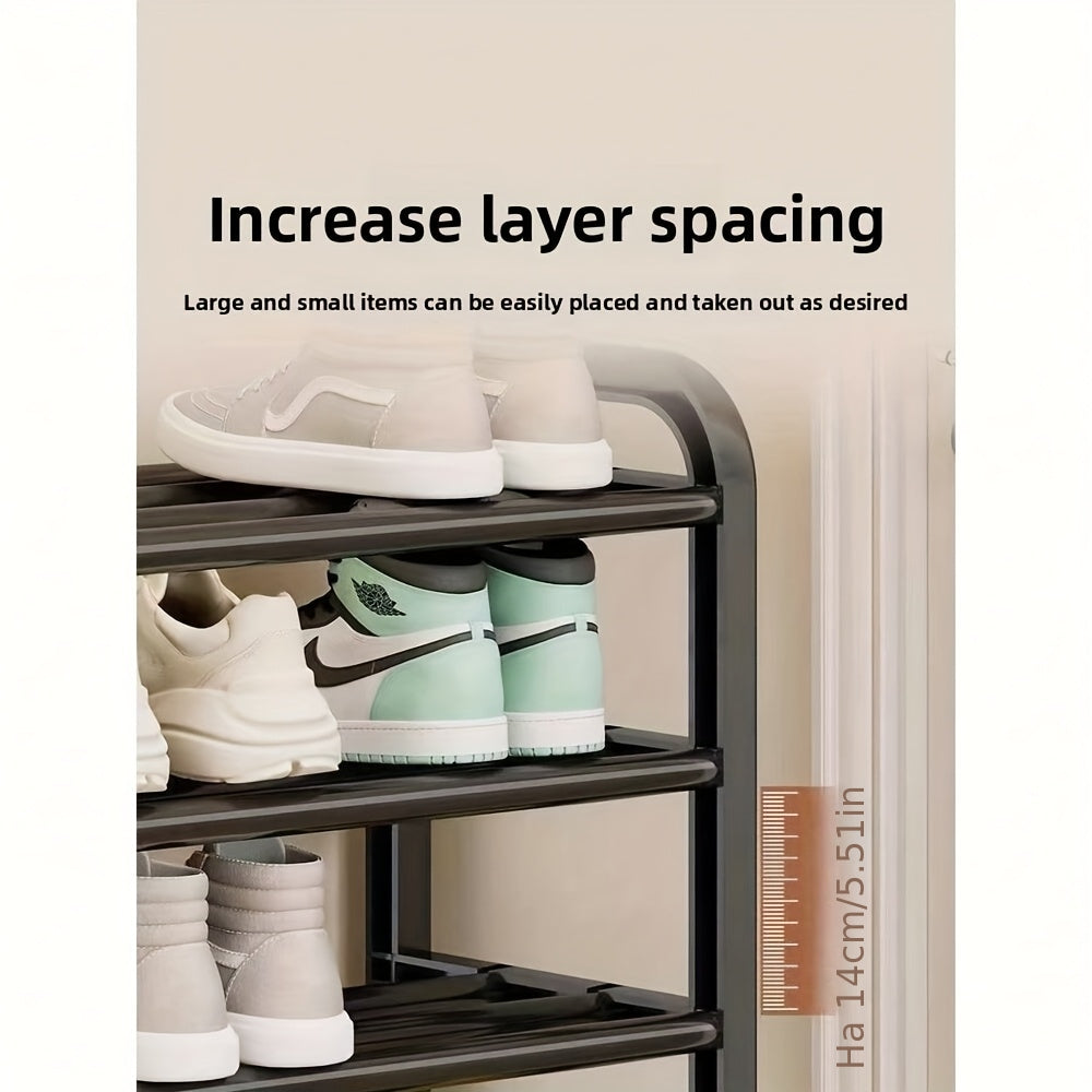 Space-Saving 5-Tier Shoe Rack, Durable, Narrow Design, Multi-Layer Craftsmanship, No Wood, Floor Mount, With Electricity-Free Use For Entryway And Dorm Storage, Living Room Compatible, Shoe Racks, Shoe Storage Organizer, Shelf.