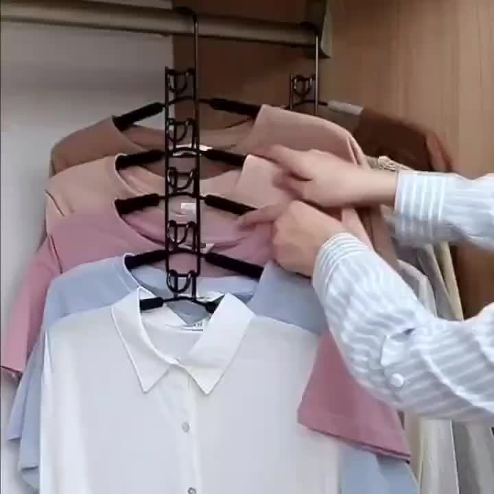 2pcs\u002F4pcs Space-saving Hangers, 5-layer Hangers To Save Space For Storing Clothes, Metal Hangers With Anti-slip Foam Pads, Suitable For Wardrobe Organization And Storage, Suitable For Coats, Shirts, Suits, T-shirts
