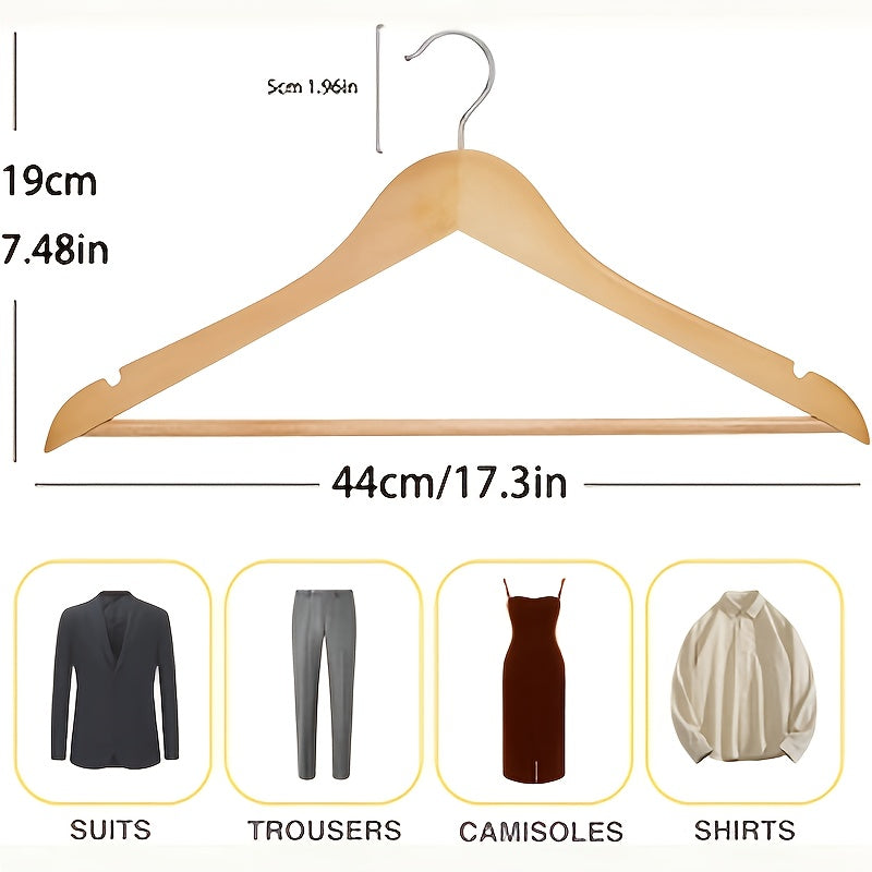 30\u002F20\u002F10pcs Heavy-Duty Solid Wood Clothes Hangers - Suitable for Heavy Coats, Jackets, Dresses - Space-Saving Sturdy Standalone Hangers Suitable for Home, Office, Hotel; Durable Wood Hangers for Wardrobe, Wood for Fashion Enthusiasts