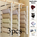 Set of 3 Collapsible Multi-Tier Trouser Hangers, Designed to Save Space, Made of Stainless Steel with a Non-Slip Feature, Ideal for Organizing Wardrobes at for home Or for Retail Displays, Perfect for Jeans, Pants, Shirts, Towels