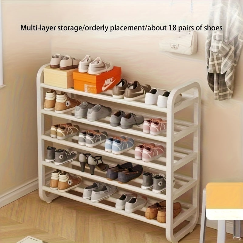 Space-Saving 5-Tier Shoe Rack, Durable, Narrow Design, Multi-Layer Craftsmanship, No Wood, Floor Mount, With Electricity-Free Use For Entryway And Dorm Storage, Living Room Compatible, Shoe Racks, Shoe Storage Organizer, Shelf.