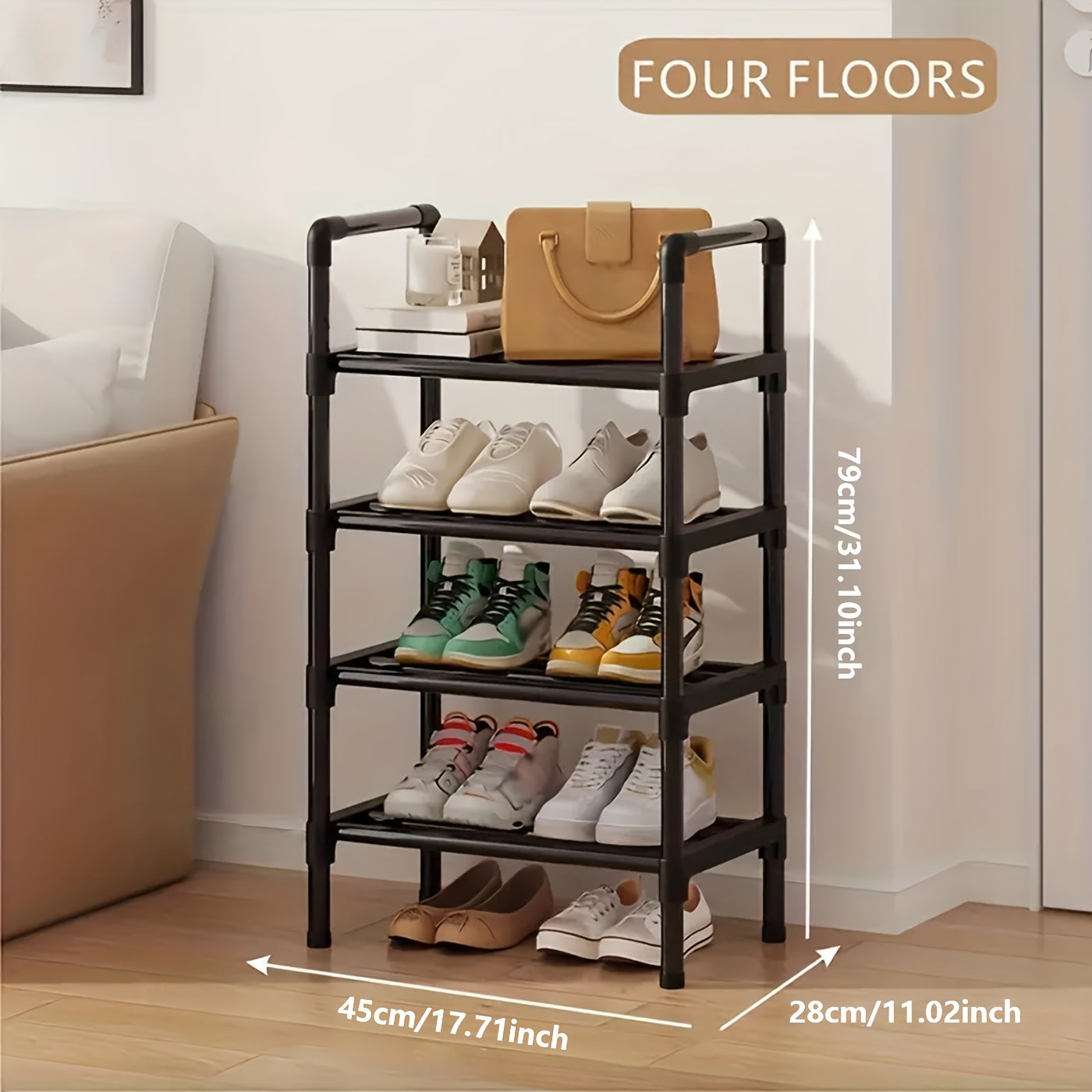 1pc Heavy-Duty Metal Shoe Rack with Multi-Tier -Standing Shelf, Space-Saving Shoe Storage Suitable for Doorway, Bedroom, Corridor - Sturdy Shoe Shelf with Frame & Layered Shelves for Small Apartments, Modern Shoe Cabinet