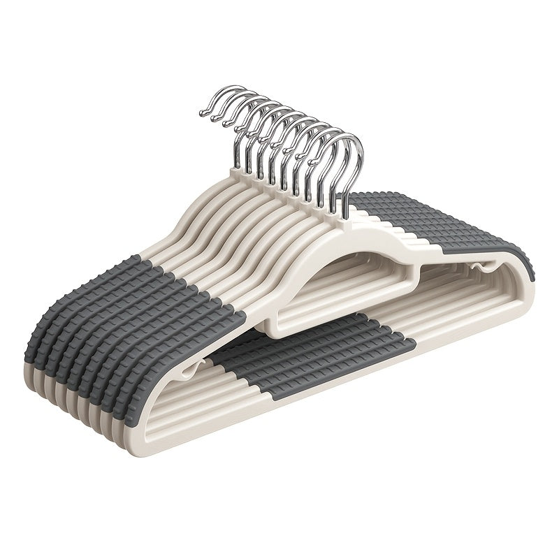 50pcs Anti-Slip Traceless Clothes Hangers, Clothes Pins - Sturdy, Durable, Curved Imitation Shoulder, Perfect For Home, For Dresses & Coats, Dorms, Rentals, Organizing Clothes, Wet Or Dry Use, Must-have For Home Gray White