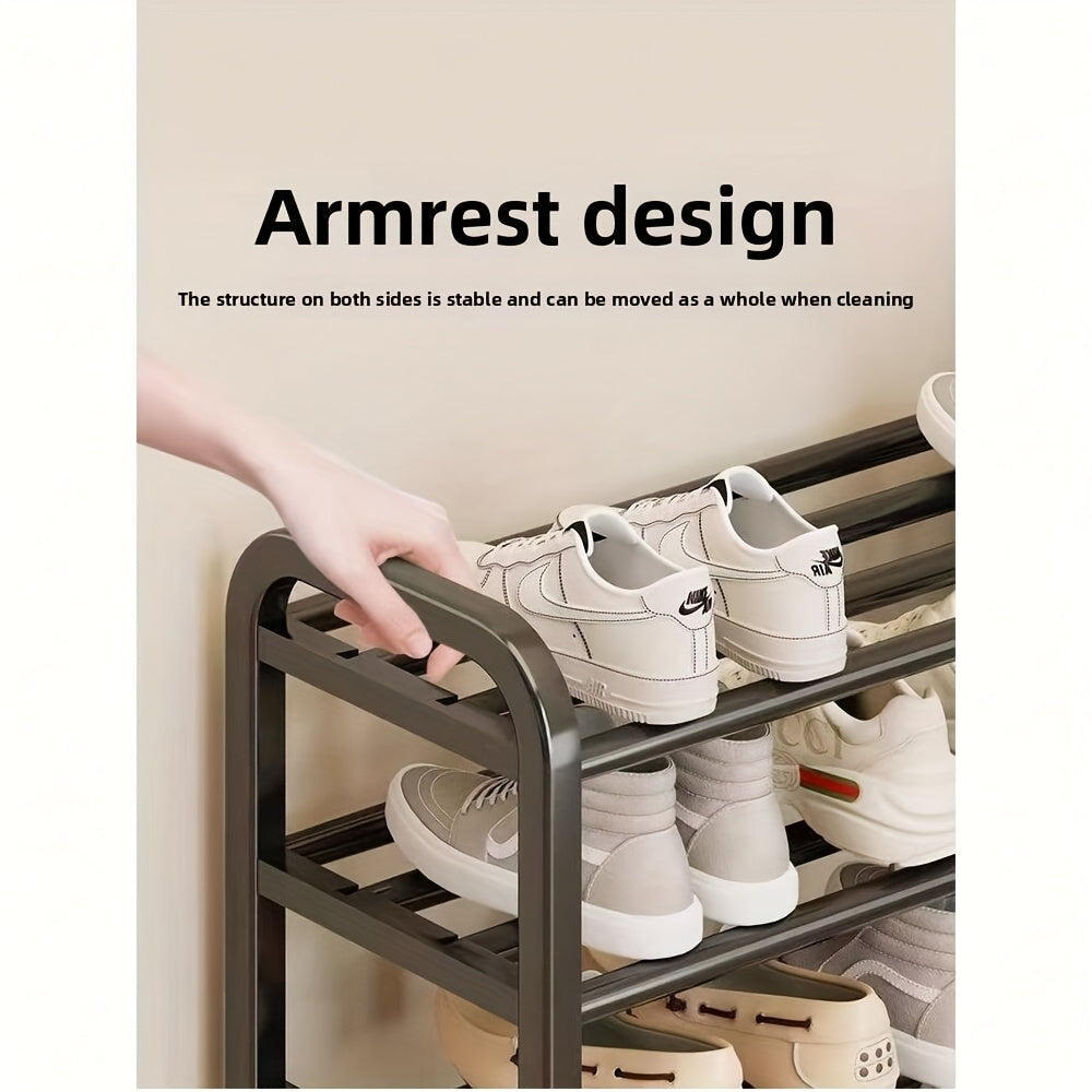 Space-Saving 5-Tier Shoe Rack, Durable, Narrow Design, Multi-Layer Craftsmanship, No Wood, Floor Mount, With Electricity-Free Use For Entryway And Dorm Storage, Living Room Compatible, Shoe Racks, Shoe Storage Organizer, Shelf.