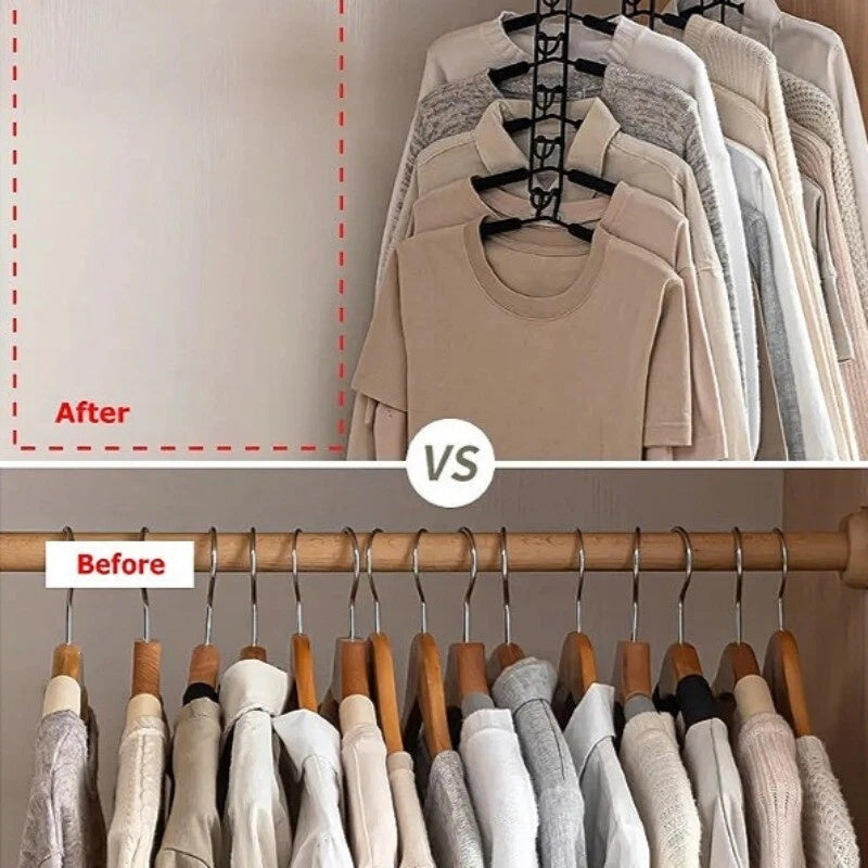 2pcs\u002F4pcs Space-saving Hangers, 5-layer Hangers To Save Space For Storing Clothes, Metal Hangers With Anti-slip Foam Pads, Suitable For Wardrobe Organization And Storage, Suitable For Coats, Shirts, Suits, T-shirts