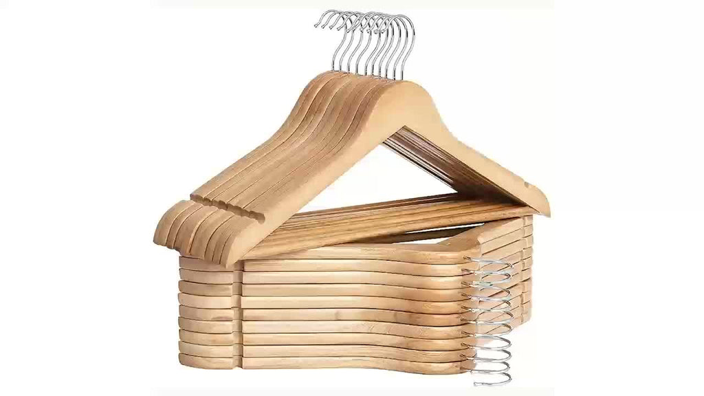 30\u002F20\u002F10pcs Heavy-Duty Solid Wood Clothes Hangers - Suitable for Heavy Coats, Jackets, Dresses - Space-Saving Sturdy Standalone Hangers Suitable for Home, Office, Hotel; Durable Wood Hangers for Wardrobe, Wood for Fashion Enthusiasts