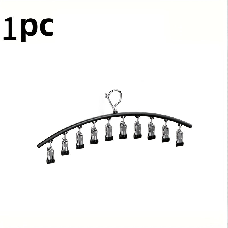 Space-Saving Hanger 6pcs\u002F4pcs\u002F2pcs\u002F1pc, Space-Saving Stainless Steel Hanger With 10 Clips- Easy Install, Clothes Hangers For Cars Wall-Mounted Organizer For Yoga Pants, Leggings& Socks