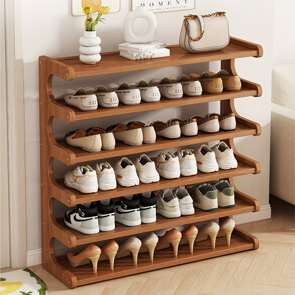 3\u002F5\u002F6 Tiers Shoe Rack, Bamboo Shoe Rack, Shoe Storage Organizers, Easy to Assemble, Space Saving, Shoe Rack for Front Door Entrance, Entryway, Living Room, Bedroom, Garage - Sturdy Bamboo Rack