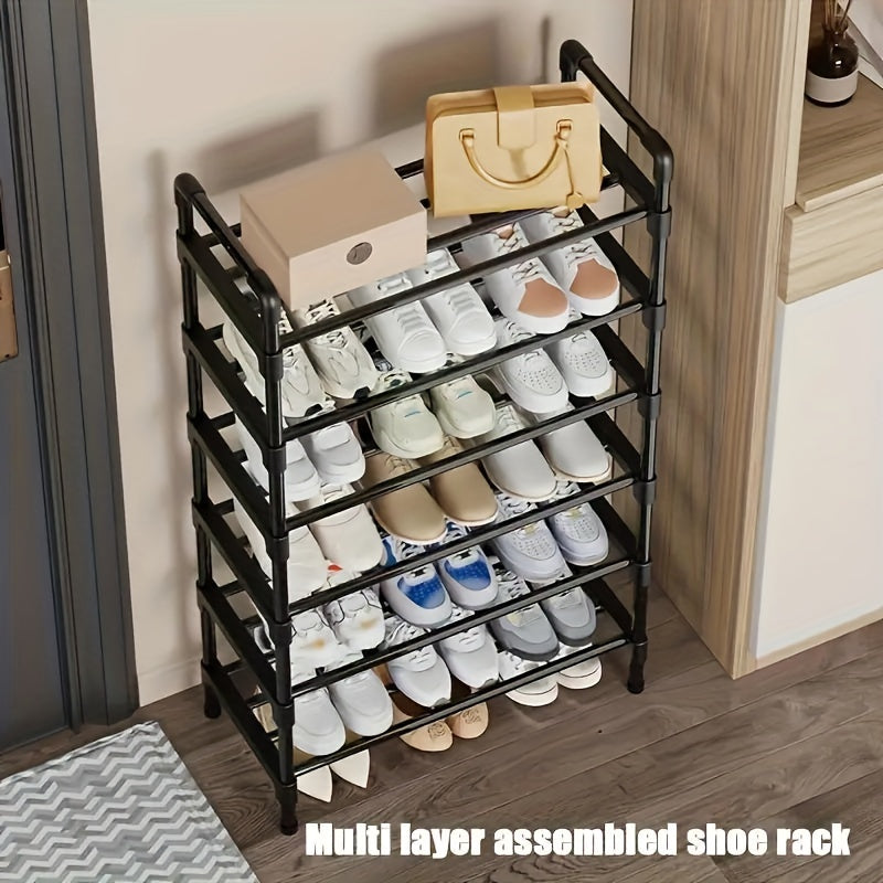 1pc Heavy-Duty Metal Shoe Rack with Multi-Tier -Standing Shelf, Space-Saving Shoe Storage Suitable for Doorway, Bedroom, Corridor - Sturdy Shoe Shelf with Frame & Layered Shelves for Small Apartments, Modern Shoe Cabinet