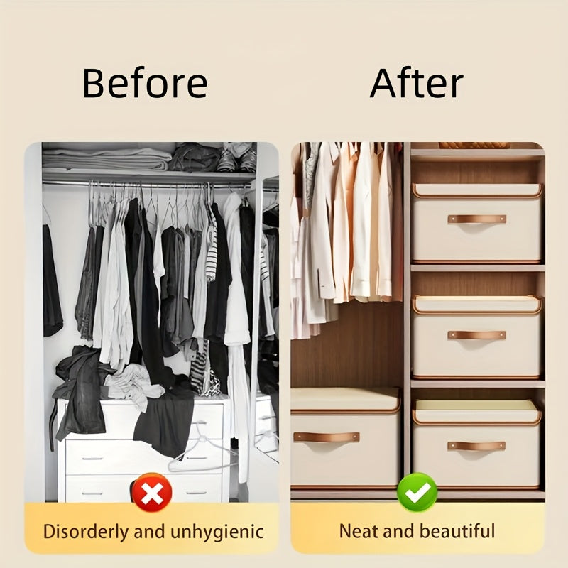 2-Pack Large Foldable Storage Bins With Lids, Multifunctional Clothes Organizer For Travel, Home, Dorm, Bedroom, Closet, Under-Bed Storage