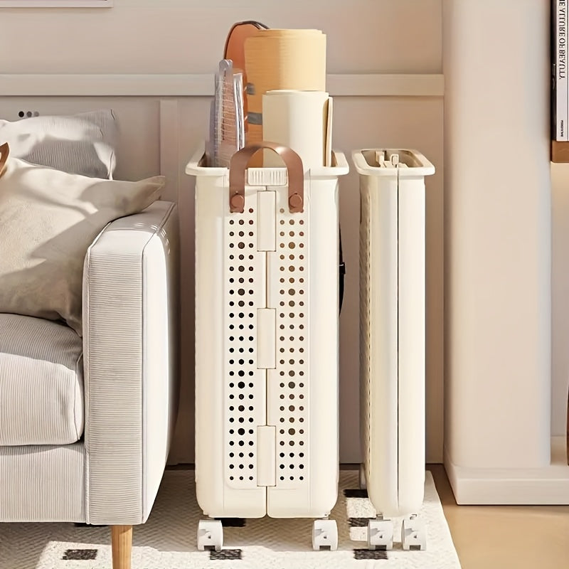 Large PP Material Rolling Laundry Cart with Lid - Multifunctional Personal Care Product Dispenser and Youngsters Supplies Storage Box, Equipped with Handles - Space-Saving Home Storage Solution, Suitable for Clothes, Accessories, Laundry Basket