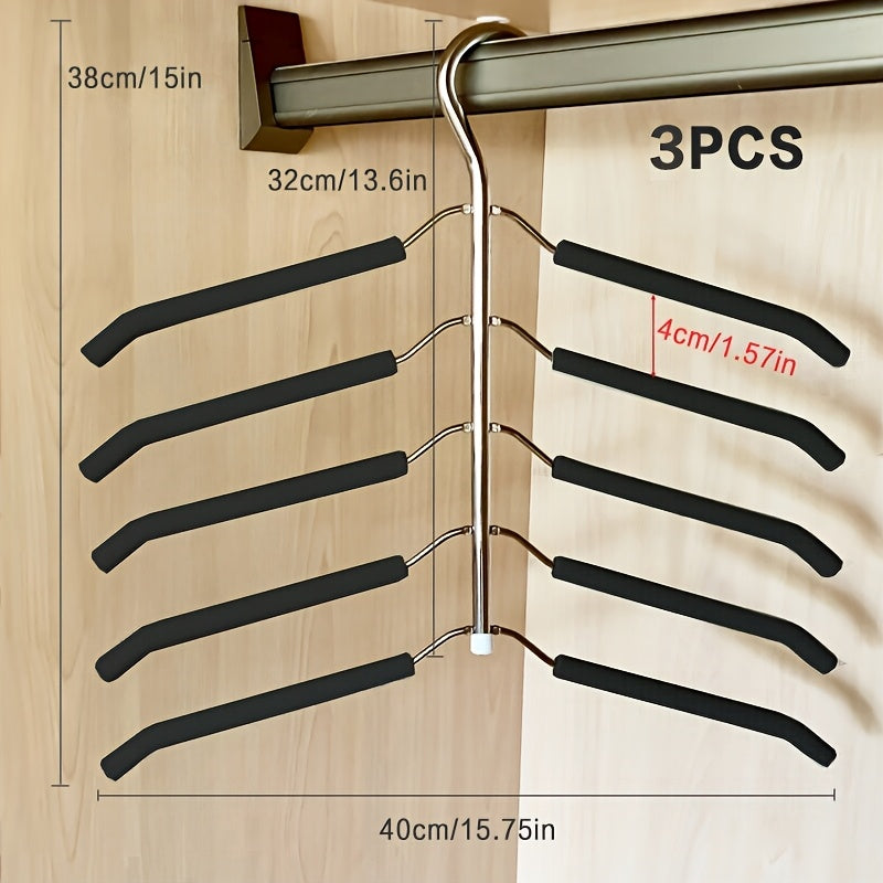 Set of 3 Clothing Hangers Designed to Save Space Without Leaving Marks in a Five-Tier Wardrobe, Featuring a Swivel Storage Option for Suits, Shirts, T-Shirts, And Jackets